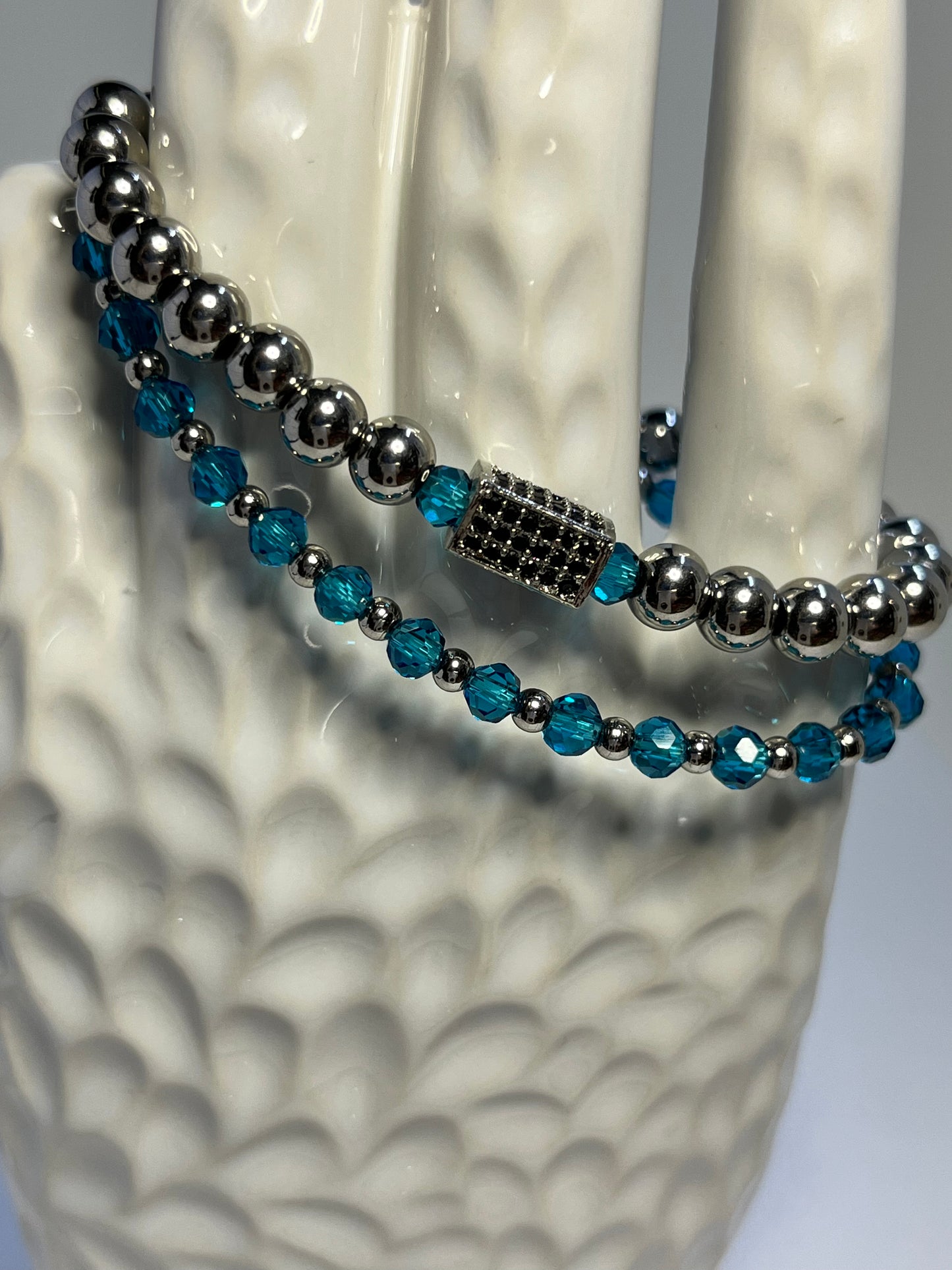 2PC Sky Blue Crystal Bracelet